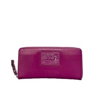 Coach purple patent leather poppy clutch zipper accordion wallet